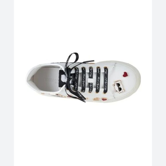 Karl Lagerfeld Paris Cate Pins Sneakers White Lace-up Size 6 Like New - Picture 2 of 8